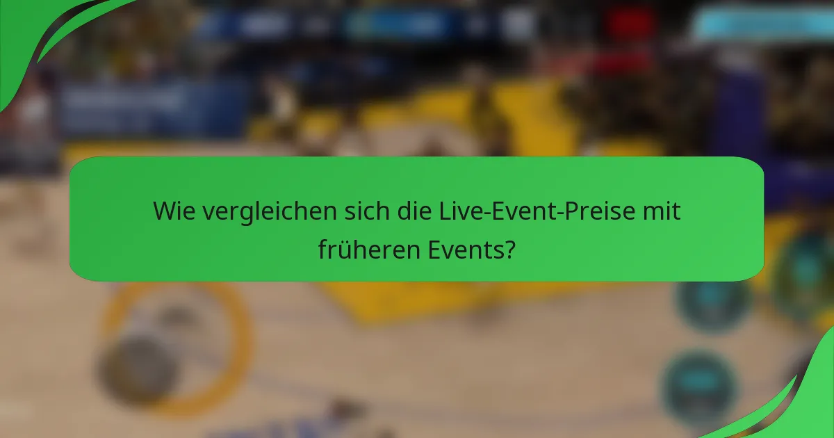 Wie vergleichen sich die Live-Event-Preise mit früheren Events?